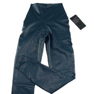 90 Degree by Reflex Super Hi Rise Leatherette Leggings Women's Sz XS Arctic Navy